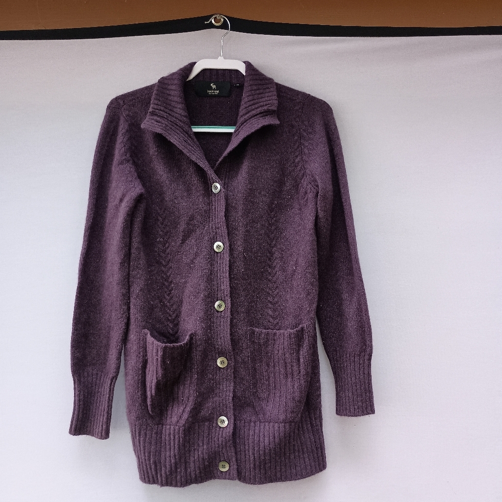 Black Goat purple cashmere button up sweater size M